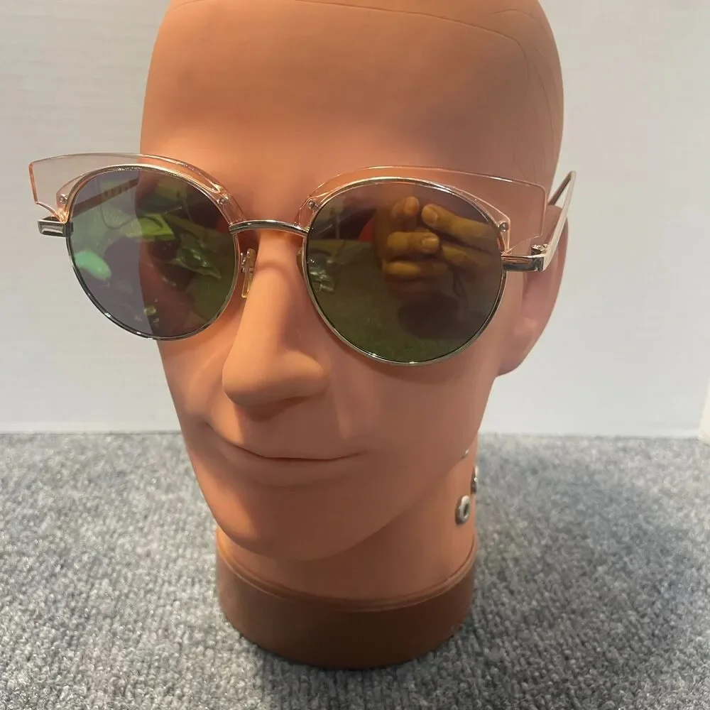 Ducktail Cat Eye Polarized Sunglasses Gold Holographic Crystal